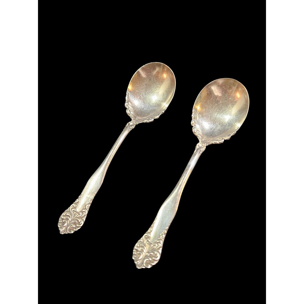 Antique Wm A Rogers Lenora Pattern Silverplate Fruit Spoons Set of 2